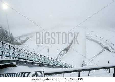 Holmenkollen Ski Jump In Fogg, Oslo, Norway