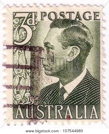 Australia - Circa 1951: A Stamp Printed In Australia Shows King George Vi, Circa 1951