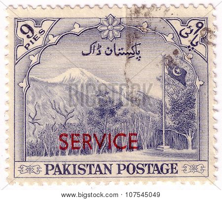 Pakistan - Circa 1952: A Stamp Printed In Pakistan Shows Image Of A Mountainous Landscape, Series, C