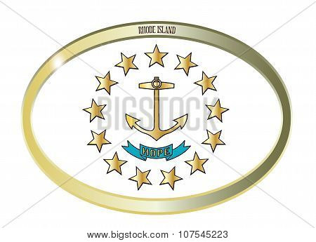 Rhode Island State Flag Oval Button