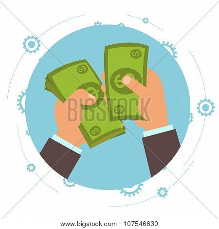 Businessman Counts Money