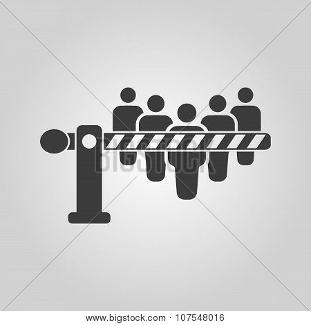 The barrier icon. Roadblock and borderline, stop, checkpoint symbol. Flat