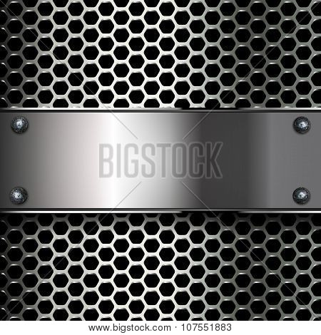 Geometric Pattern Of Hexagons With Metallic Banner