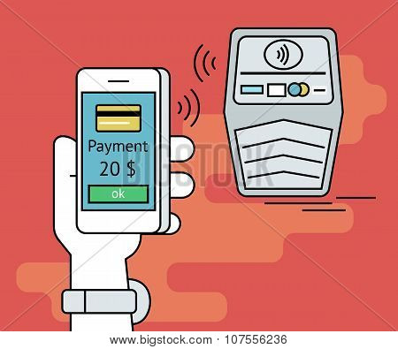 Illustration of mobile payment via smartphone nfc function