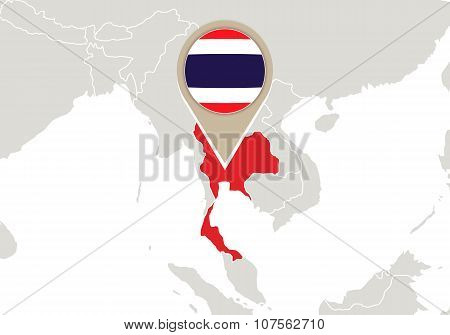 Thailand On World Map