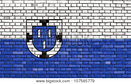 Flag Of Bottrop Painted On Brick Wall