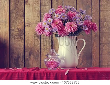 Still Life With A Bouquet Of Autumn Flowers