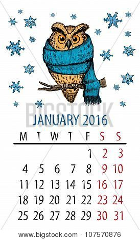 January owl calendar.