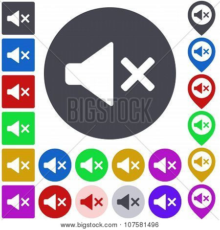 Color mute icon set