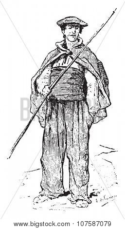 Basque, vintage engraved illustration. Dictionary of words and things - Larive and Fleury - 1895.