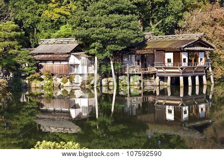Japanese tea house by the water