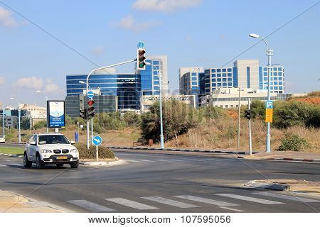 Streets And Modern Building In Herzliya, Israel.