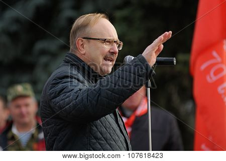 Orel, Russia - November 7, 2015: Communist Party Meeting. Vasily Ikonnikov Speeching