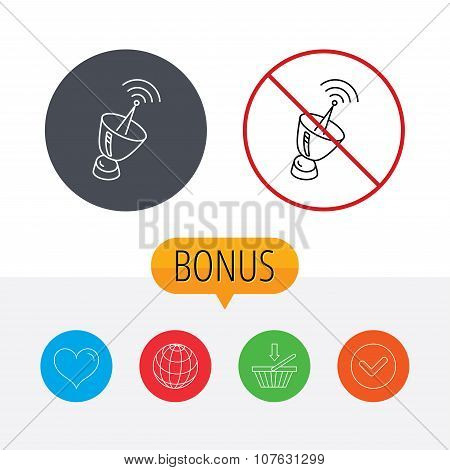 Antenna icon. Sputnik satellite sign.