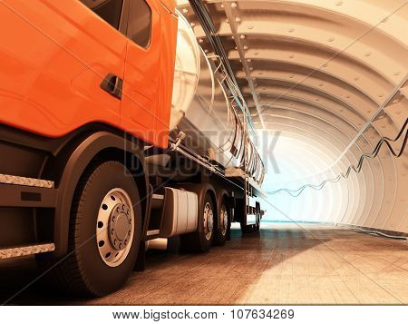 Truck driven by fuel on the road.