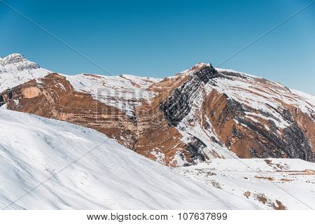 Winter mountains in Gusar region of Azerbaijan