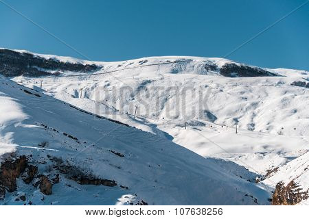 Winter mountains in Gusar region of Azerbaijan