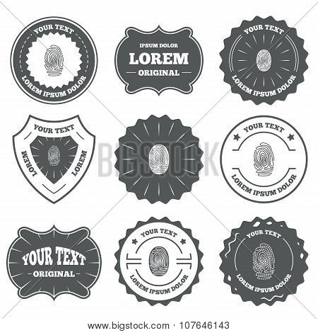 Fingerprint icons. Identification signs.