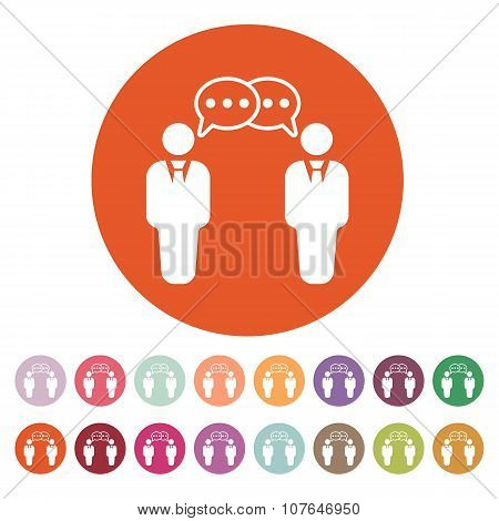 The negotiations icon. Debate and dialog, discussion, conversations symbol. Flat