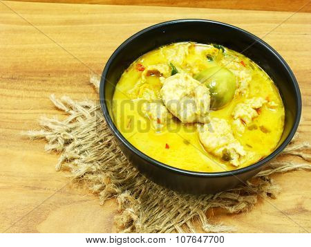 green curry fish balls is thai cuisine
