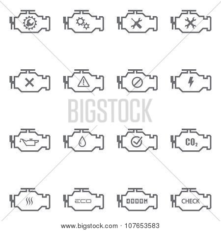 Check engine icon set. Vector illustration eps 10.
