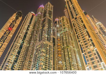Dubai - JANUARY 10, 2015: Marina district on January 10 in UAE, Dubai. Marina district is popular residential area in Dubai