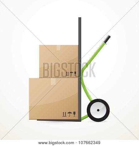 Cardboard boxes on the hand trolley