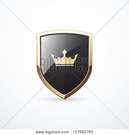 Gold And Black Shield With Crown. Vector Illustration Eps 10