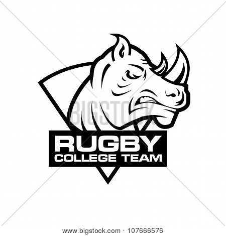 Rhino Head Sport Logo. Rugby Badge Template