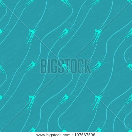 Ski Downhill Seamless Pattern. Vector Background