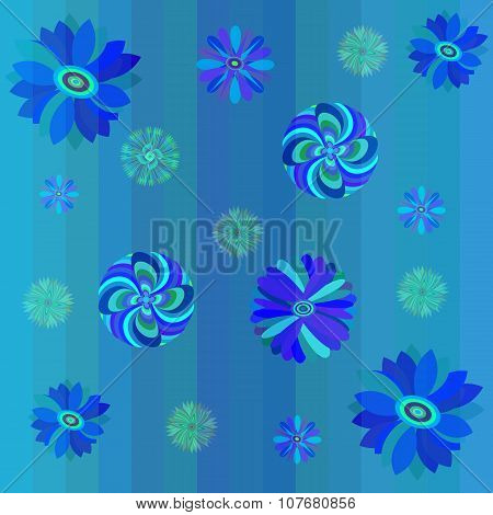 Vector Seamless Bluel Floral Background