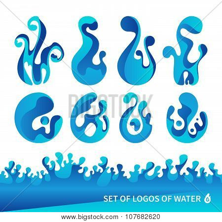 Set of vector template with elements of the water.
