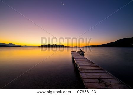 Sunrise on the bay of Nidri in Lefkas island Greece