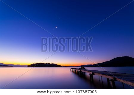Sunrise on the bay of Nidri in Lefkas island Greece