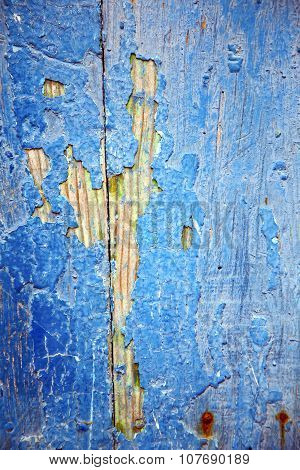 Dirty Stripped Paint In The Blue Yellow   Rusty Nail