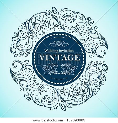 Round floral vintage frame