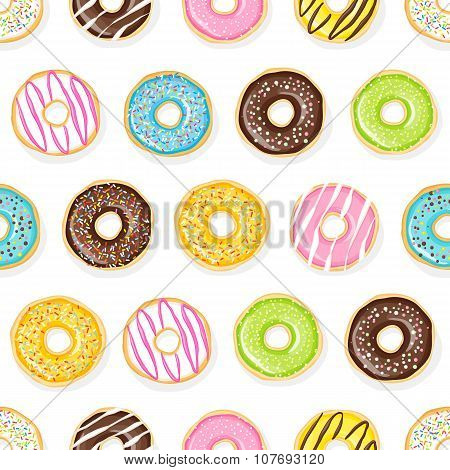 Sweet Donuts On The White Background.