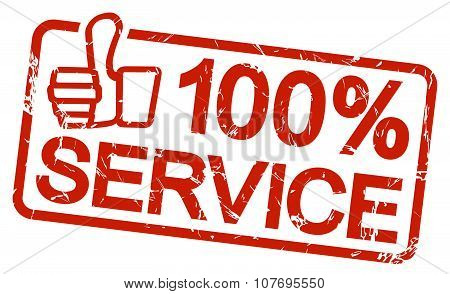 Red Stamp With Text 100% Service
