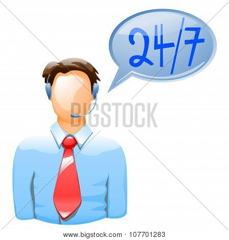 office worker with headset working allday
