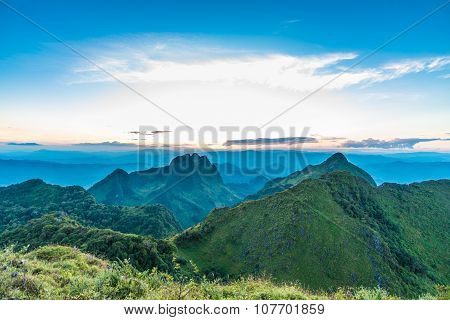 Colorful Summer Landscape Sub Alpine During Sunset
