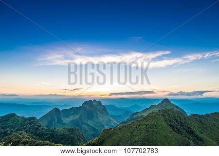 Colorful Summer Landscape Sub Alpine During Sunset