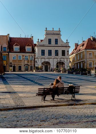 Sandomierz, Poland 16 October, 2015 .: Peace And Rest On The Old Town Square In Sandomierz