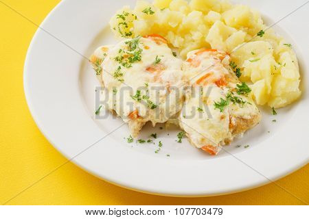 mashed potato with cutlet
