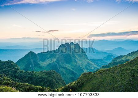 Colorful Summer Landscape Sub Alpine During Sunset
