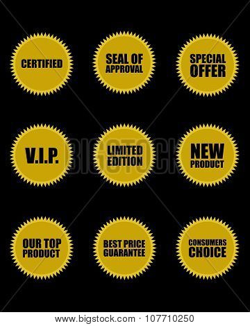 Vector Gold Seal Advertising Labels