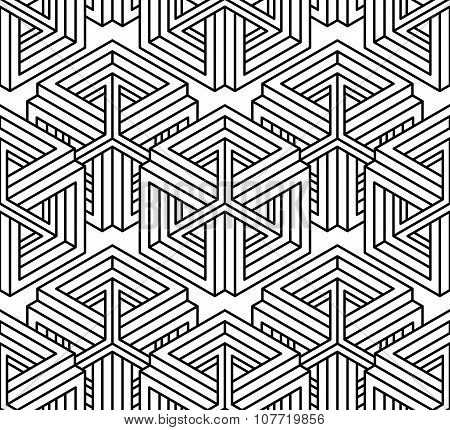 Contemporary Abstract Vector Endless Background, Three-dimensional Repeated Pattern. Decorative Grap