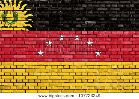 Flag Of Miranda State Painted On Brick Wall