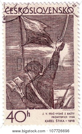 Czechoslovakia - Circa 1971: Stamp Printed By Czechoslovakia, Shows Song Of The Barricades, By Karel