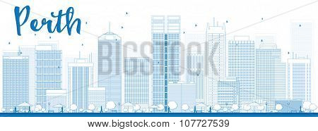 Perth skyline with blue buildings. Business travel and tourism concept with modern buildings. Image for presentation, banner, placard and web site.