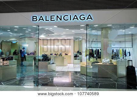 Balenciaga Fashion Boutique Display Window. Hong Kong
